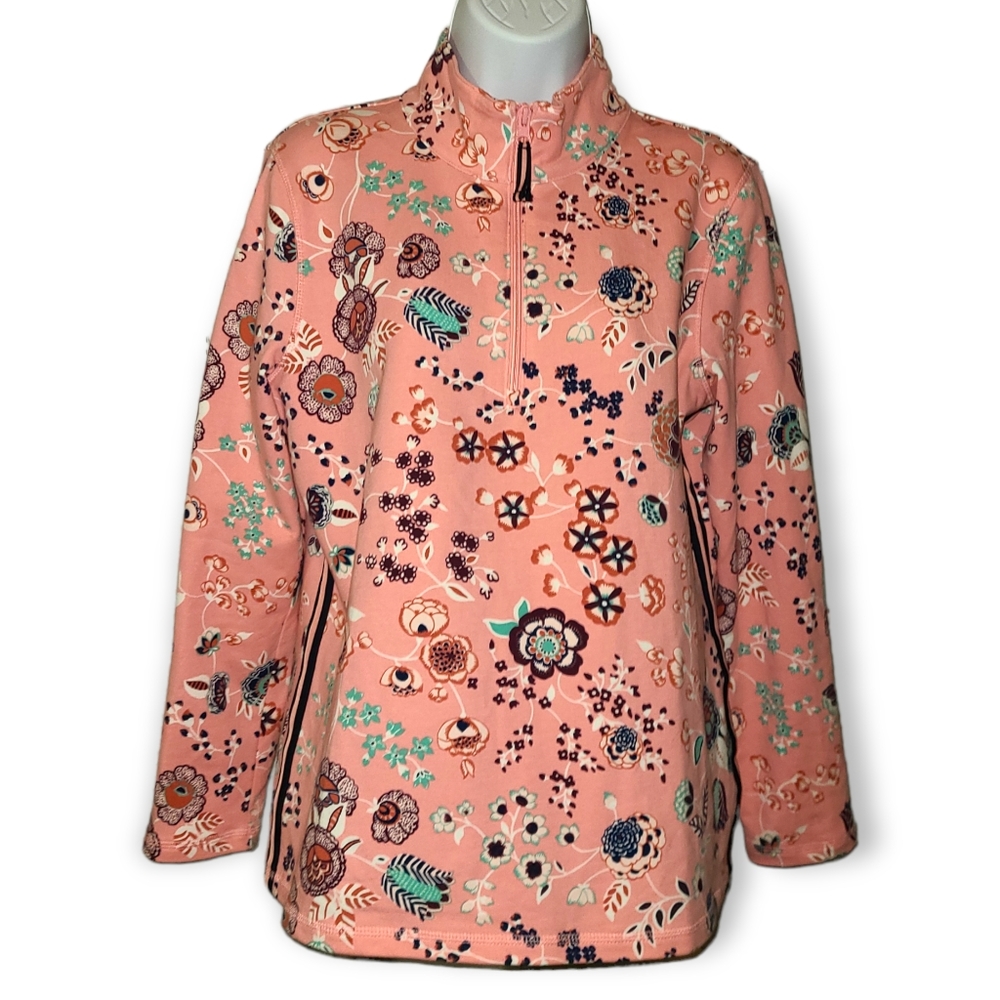 Talbots High Neck Paisley Print Pullover Shirt